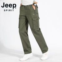 JEEP SPIRIT กางเกงขายาวผู้ชายแบบหลวมหลายกระเป๋า,กางเกงผู้ชายขาสามส่วนฤดูใบไม้ผลิและฤดูใบไม้ร่วงลำลอง