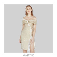 [VALENTIER] FW20 FLORAL JACQUARD MIDI DRESS เดรส เดรสแฟชั่น เดรสผ้าทอ เดรสสายเดี่ยว เดรสผู้หญิง