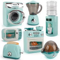 Kawaii Children Simulation Kitchen Toy Washing Machine Bread Maker Oven Microwave Girls Play House Role Play Interactive Toys