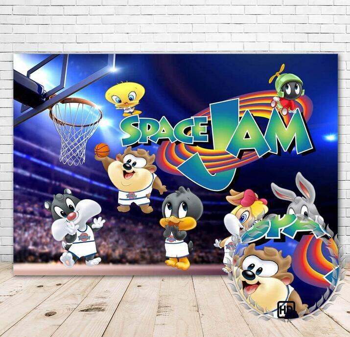 Space Jam Backdrop Basketball Court Space Jam Baby Shower Decorations ...