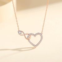2022 New Fashion Rose Gold Crystal Cross Heart Charm Necklace Creative Elegant Clavicle Chain Choker For Women Jewelry
