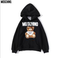 ❤❀[Spot]❤ Fashion Moschino new loose wool embroidered embroidery casual cotton long-sleeved hooded sweater unisex