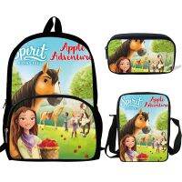 16inch Kids Schoolbags Teenagers Mochila Cartoon Spirit Riding Free Print Backpack For Girls Rucksack 3 Set gift