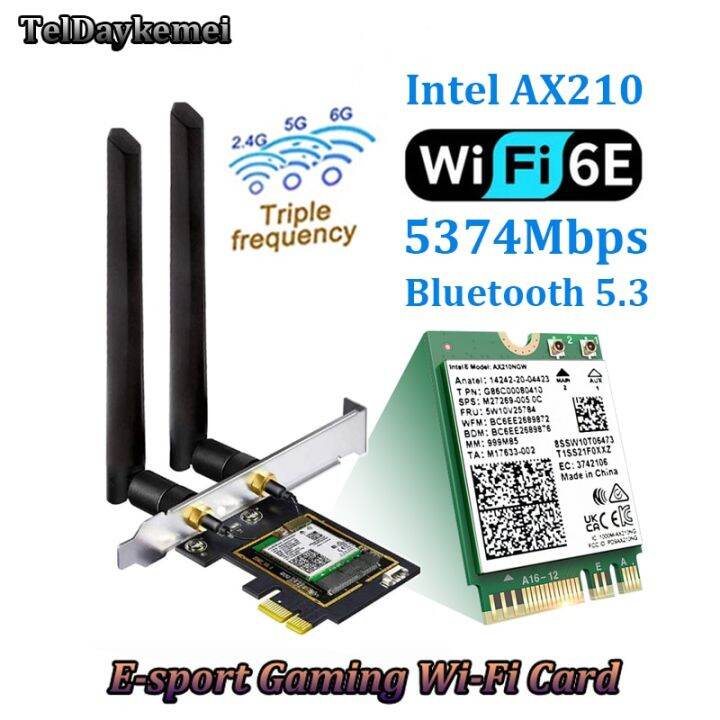 Desktop Wi-Fi 6E Intel AX210 Pcie Wifi Adapter Bluetooth 5.3 5374Mbps ...