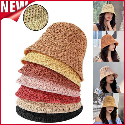 หมวกฟางหมวกชายหาดผู้หญิงผู้หญิงดวงอาทิตย์หมวกถังฤดูร้อนพับได้