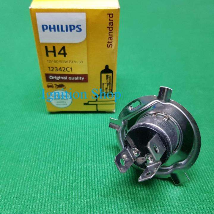 หลอดไฟหน้า-h4-philips-60-55w-p43t-38-12342c1-จำนวน-1-หลอด