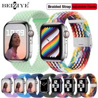 Elastic Nylon For Apple Watch 8 41mm 45mm Band 42mm 38mm Braided Solo Loop Bracelet For iWatch Ultra 49mm 40mm 44mm Series 7 6 5 Straps