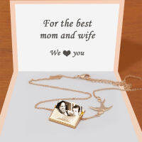 MYLONGINGCHARM Envelope Pendant Necklace-Free engraving-Custom your message and Photo-Personalize Gift for girl