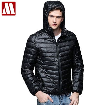 ZZOOI 2022 New Mens Winter Duck down jacket 90% Down Content thin ultra light down coat Men Fashion hooded coats with portable pocket