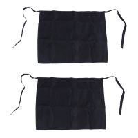 2X Black Half Apron Ladies Mens Waiter with 2 Pockets Bar Short Waist Solid