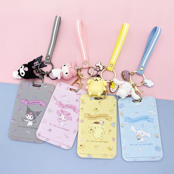 kawaii-sanrio-cinnamoroll-my-melody-anime-keychain-pendant-purin-dog-cat-cute-card-holder-plastic-lanyard-card-holders-for-girl