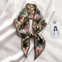 【CC】✇  Leopard Print Silk Scarf Luxury Hairband Narrow Scarves Small Neckerchief Headband Female