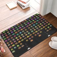 〖Queena carpet〗พรมหน้าประตูลาย Space Invaders เสื่อปูห้องน้ำ,เกมยิงอาเขตห้องนั่งเล่นพรมบริเวณทางเข้าของตกแต่งบ้านพรมหน้าประตู