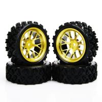 4Pcs 110 PP0487 DHG Wheel Rim＆Rubber Rally Tires With 6mm Offset 12mm Hex Racing Off Road Car Accessories