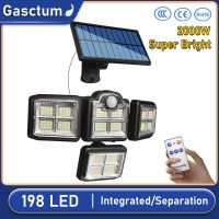 [HOT QQZIWWUJJWG 104] 2000W 198 LED 4หัวไฟพลังงานแสงอาทิตย์กลางแจ้ง10000LM Solar Motion Sensor โคมไฟติดผนัง IP67กันน้ำภูมิทัศน์แสงรักษาความปลอดภัย