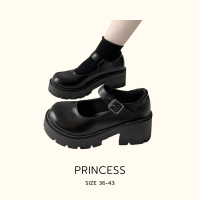 [สินค้าพร้อมส่ง] รุ่น Princess รองเท้านักเรียน เสริมส้น 6 cm รองเท้าส้นตึกสีครีม ใส่คอสเพลย์ เหมาะกับชุดเดรสสั้น