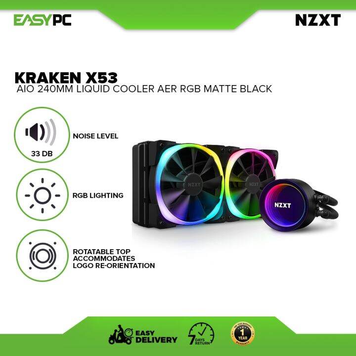 EasyPC NZXT Kraken X53 RGB 240mm RGB Matte BlackWhite AIO 240mm Liquid