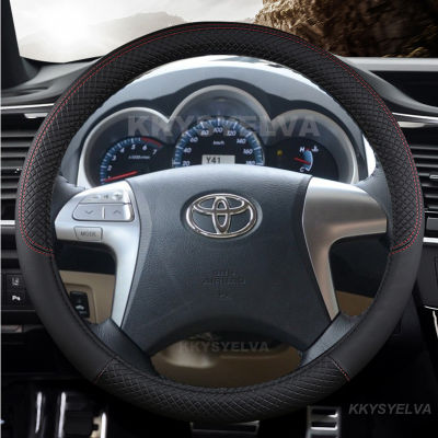 พวงมาลัยรถยนต์หุ้มหนังสำหรับ Toyota Highlander Camry Premio ประมาณ2007-2013 Hilux Fortuner อุปกรณ์ตกแต่งรถยนต์2011-2015