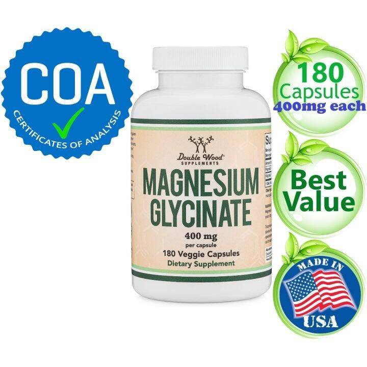 180 Caps Real Magnesium Glycinate for Cellular Health Sleep Metabolism