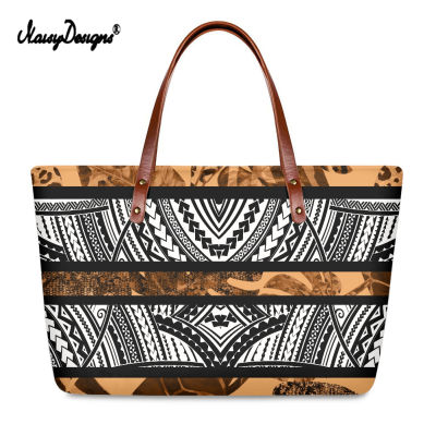 NOISYDESIGNS Women Travel Large Size Handbags Polynesian Ethnic Tribal Pattern Fashion Shoulder Bags Youth Portable Tote Bags