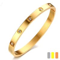 [HOT] 2020 Trendy Crystal Bracelets for Women Fashion Bangle Bracelet Titanium Love Pulseiras Stainless Steel Bangles Feminina Jewelry