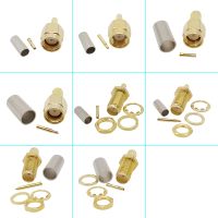 2Pcs SMA Male Plug Female Jack /RP RF Coax Connector Crimp For RG316 RG174 RG58 LMR195 LMR200 Cable Straight Gold Plated Adapter