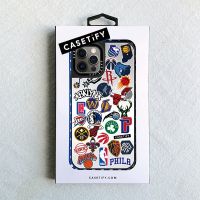 Original CASETiFY NBA ลายเซ็นชุบกระจกแต่งหน้าปลอก For iPhone 7 8 Plus 7 + 8 + X XS XR 11 12 13 หรือ 13 Pro Max SE 2020 โลโก้ทีมบาสเกตบอล Impact Hard PC เคสซิลิโคน