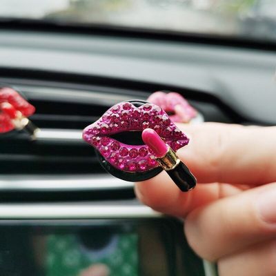 【DT】  hotCar Air Outlet Aromatherapy Clip Perfume Holder Diamond Red Lips Clips Perfume Air Freshener Clip Auto Interior Accessories