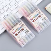 hot！【DT】 6/5Colors/box Headed Highlighter Set Fluorescent Markers Highlighters Pens Kawaii Stationery