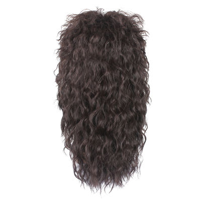 Gres Punk Fluffy Long Curly Wigs For Men Dark Brown Male Wig High Temperature Fiber Rock Cosplay Costume Party Synthetic Hair