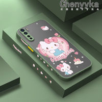 เคส Chenyyka สำหรับ A91 OPPO F15 Reno 3 4G เคสการ์ตูนน่ารักลาย Hello Kitty แฟชั่นแข็งกันแรงกระแทกฝ้าบางเคสโทรศัพท์ขอบนิ่มคลุมทั้งหมดปลอกซิลิโคนป้องกันเลนส์กล้อง