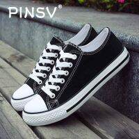 รองเท้าผ้าใบ PINSV สำหรับผู้ชายและผู้หญิงผ้าใบคลาสสิครองเท้าสเก็ตผู้ชายแฟชั่นรองเท้าส้นเตี้ย