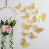 12Pc/set 3D Stickers Hollow Butterfly Wall Stickers Home Decoration DIY Wall Stickers For Kids Rooms Party Wedding Decor Fridge Wall Stickers  Decals