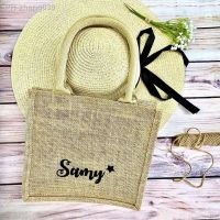 Personalized Wedding Burlap Tote Bag Bridesmaid Gift Bag Custom Name Bag Beach Jute Tote Wedding Favor Gift Shopping Bag