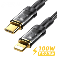 100W USB C To Type C สาย PD โปร่งใสชาร์จเร็วสายชาร์จแบตเตอรี่สายชาร์จสำหรับซัมซุงข้อมูล Huawei สาย MacBook