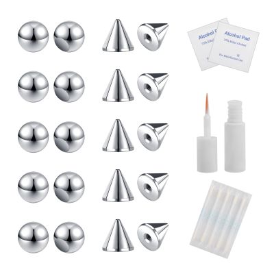 ZS Stainless Steel Fake Lip Studs Stick-on Eyebrow Ring Non Piercing Jewelry Fake Nose Studs Face Piercing Jewelry Dermal Anchor