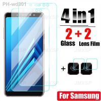 4in1 Tempered Glass For Samsung Galaxy A6 A8 Plus A9 A7 A5 2018 Protective Glass For Samsung J6 J4 Plus J8 J7 2018 A30 Lens Film