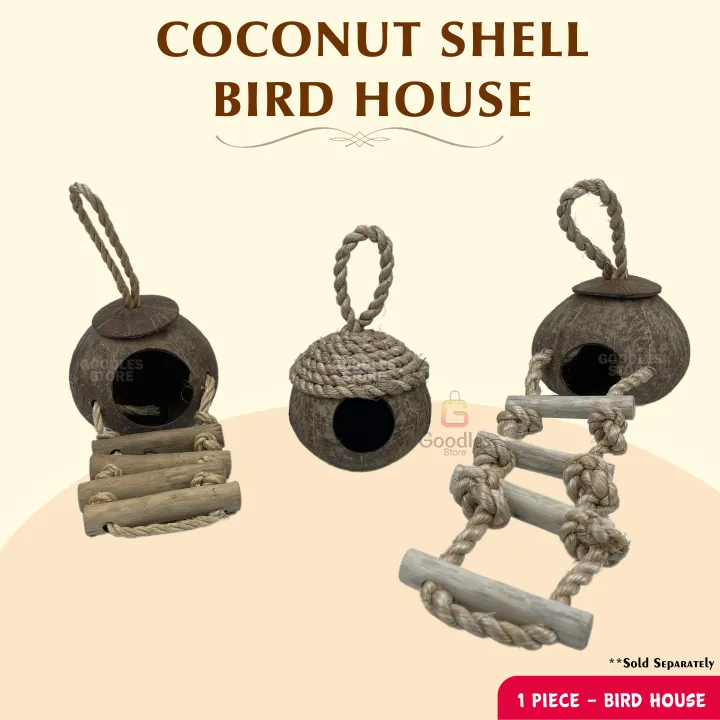 Coconut Shell Bird House Lovebird Coconut Fiber Bird Nest Cage Feeder