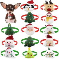 50Pcs Christmas Dog Essories Small Dog Bow Tie Deer Santa Claus Pet Dog Cat Bowtie Holiday Pet Dog Decorative Products