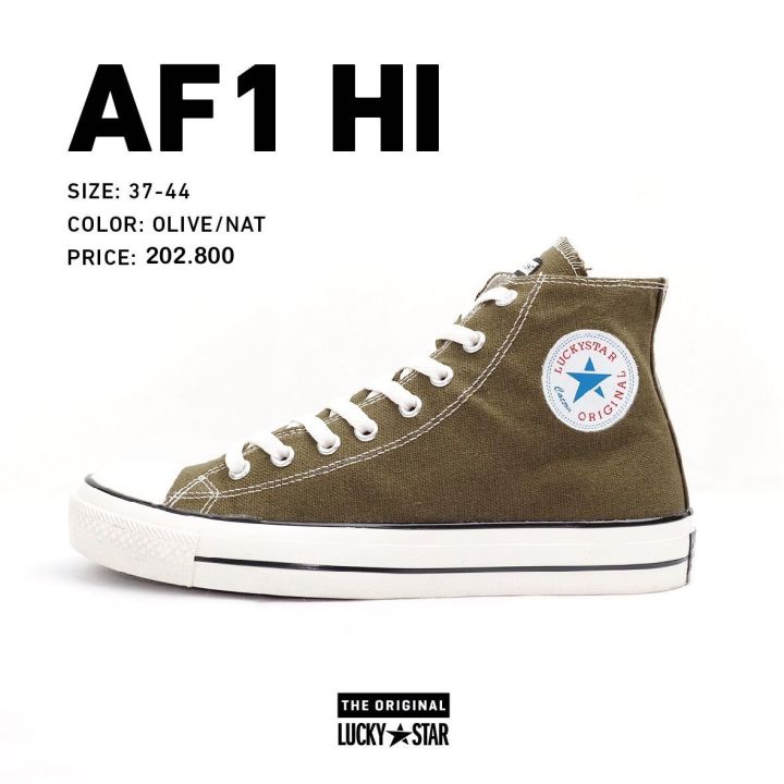 Sepatu Sneakers Sekolah - LUCKY STAR - AF1 HIGH - Olive Natural ...