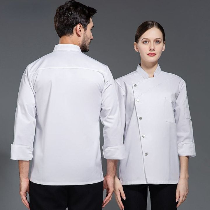 ร้านพิซซ่าชุดยูนิฟอร์มพ่อครัวเสื้อแขนยาวสั้นใส่ได้ทั้งชายและหญิง-เสื้อเบเกอร์พร้อมหมวกสำหรับทำอาหาร