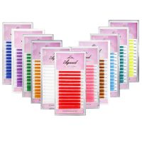 AGUUD Individual Color Lashes White Purple Blue Brown Green Red Pink Yellow Colors Faux Cils False Eyelashes Cilios Colored Lash