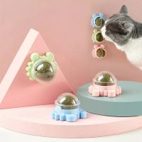 〖Love pets〗 Natural Catnip Rotating Interactive Cat Toy Ball Natural 360 Rotation Cat Chewing Toy for Teeth Licking Snacks Pet Supplies