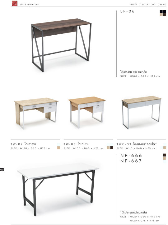 fw-โต๊ะทำงาน-tw-07-โต๊ะทำงานขาเหล็ก-ทำจากไม้อัด-เคลือบผิวเมลามีน-มีชั้นล็อคได้-แข็งแรง