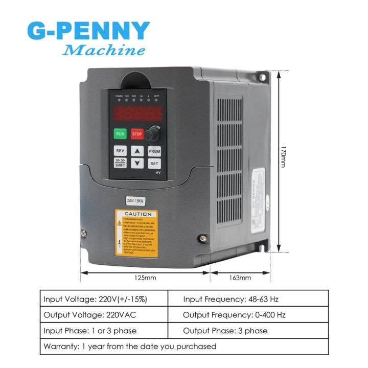 g-penny-1-5kw-er11-air-cooled-spindle-24000rpm-air-cooling-400hz-4-bearings-65x204mm-1-5kw-huanyang-vfd-65mm-bracket