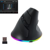 เม้าส์แนวตรงออกแบบตามสรีสะมาโครแบบใช้สาย/เมาส์ไร้สาย Mice 3200DPI RGB ตั้งโปรแกรมได้สำหรับโน็คบุคตั้งโต๊ะเกมพีซี