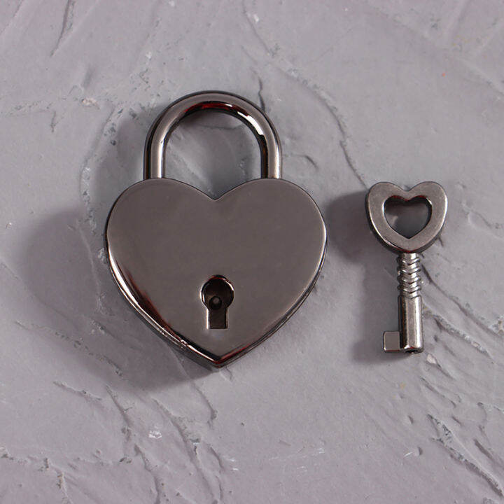 CHUA Heart Shape Metal Mini Padlock Bag Suitcase Luggage Box Key Lock