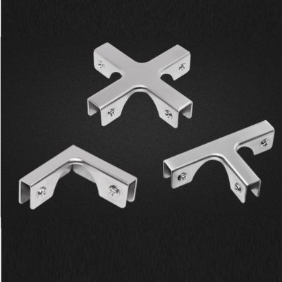 10Pcs 304 Stainless Steel T Tee L Corner Cross Acrylic Glass Clamp Shelf Clip Displaying Showcase Fish Tank Joint Drill Free Clamps