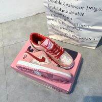 ✲ รองเท้าผ้าใบ ผ้ากํามะหยี่ขนนิ่ม ลาย Dunk Low  Pink Valentine