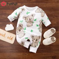 PatPat Baby Bé Cậu Bé Cô Gái Quần Áo 100% Cotton Động Vật Koala In Dễ Thương Trắng Jumpsuit Romper Cho 0-18 Tháng